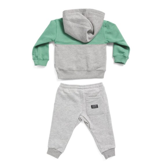 VOLCOM Green Infant Boys Color Block Fleece Lined Hoodie And Joggers Set - Picture 2 of 2